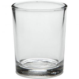 Bougeoir en verre, H: 6,5 cm, P: 4,5 cm, 120 ml - 12 pcs