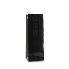 Sac bouteille de vin Noir, 12+10x35cm - 100 pcs