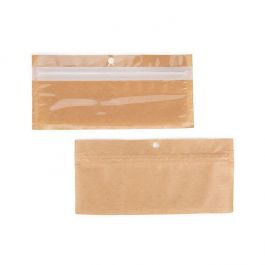 Sachet ZIP eco-friendly kraft/PLA 14x4.4 cm (100 pièces) [HZBBE8KC]