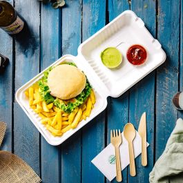 Contenant avec couvercle Canne à sucre 22x18,5x7 cm - 200 pièces