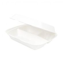 Plateau à menu avec couvercle en canne à sucre 3 espaces 25x20x7.5 cm - 200 pièces