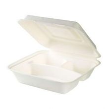 Poubelle avec couvercle canne à sucre 3 places 23.5x23.5x8 cm - 250 pièces