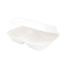 Plateau à menu avec couvercle Canne à sucre à 2 branches 25x20x7,5 cm - 200 pièces