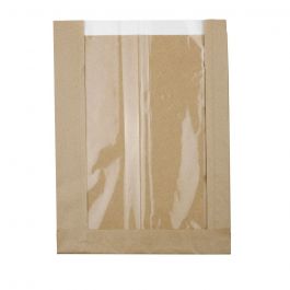 Sachet kraft brun large fenêtre 20 + 5x26,7 cm (500 pièces) [GB-DRE02231]