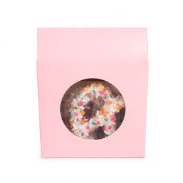 Boite Kraft Rose Avec fenêtre ronde 105x44x133 mm - 25 pièces