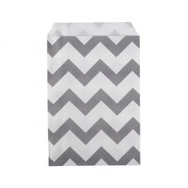 Paper Bags White with Grey Chevron Stripes 12,7x20,3 cm (100 pieces) [GPB58CS]