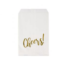 Paper Bags White with Gold Cheers 12,7x20,3 cm (100 pieces) [GPB58GCH]