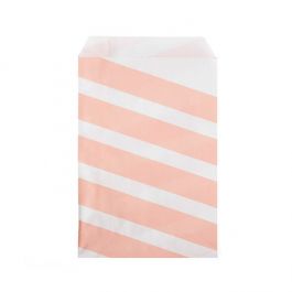 Paper Bags White with Pink Stripes 12,7x20,3 cm (100 pieces) [GPB58PS]