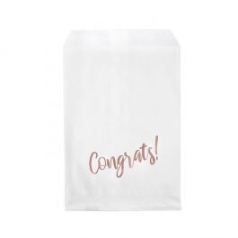 Paper Bags White with Rose Gold Congrats 12,7x20,3 cm (100 pieces) [GPB58RC]