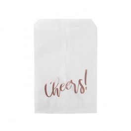 Paper Bags White with Rose Gold Cheers 12,7x20,3 cm (100 pieces) [GPB58RCH]