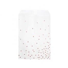 Paper Bags White with Rose Gold Dots 12,7x20,3 cm (100 pieces) [GPB58RD]