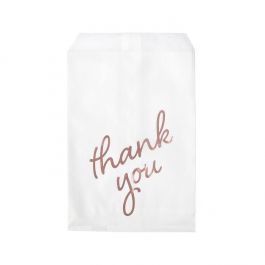 Paper Bags White with Rose Gold Thank You 12,7x20,3 cm (100 pieces) [GPB58RT]