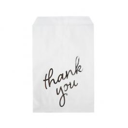 Paper Bags White with Silver Thank You 12,7x20,3 cm (100 pieces) [GPB58ST]