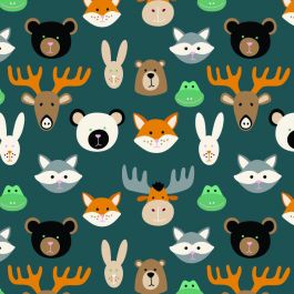 Coated giftpaper on a roll Wild animals green 30cm wide (1 pc.) [FP-IO4433]