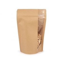 Doypack à zip avec fenêtre verticale Kraft 14.9x8.9x23.2 cm (100 pièces) [ZBGV7K]