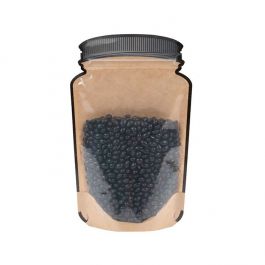 Pochette à fermeture éclair Mason Jar Kraft avec façade transparente 130x76x206 mm - 100 pièces