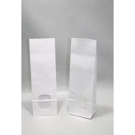 Sac à fond carré en papier kraft blanchi 80g/m2 et fenêtre transparente 30 microns (contenance 1Kg) 105x65x330 mm - 100 pièces