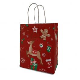 Sac de course Noël 18+8x22cm Kraft 90 grammes - 50 pièces