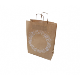 Paper Carrier Bags Xmas 32+12x41cm Kraft 100 grams (50 pcs) [PAM3241Xmas]