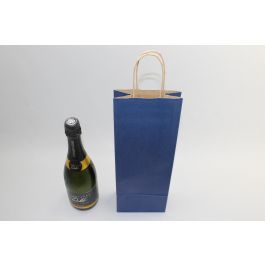Sac à vin en papier Bleu foncé, 140x80x390mm - 50 pcs