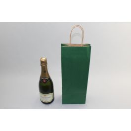 Sac à vin en papier Vert foncé, 140x80x390mm - 50 pcs