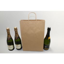 Sac à vin en papier Kraft, 260x80x390mm - 50 pcs