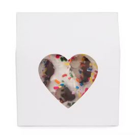 Boite Kraft Blanc Avec fenêtre en forme de cœur 89x38x102 mm - 25 pièces