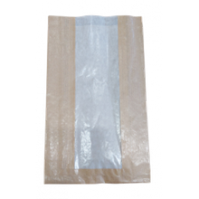 Sacs en papier avec soufflets latéraux et fenêtre en papier cristal 20+7x34.5 cm - 100 pièces