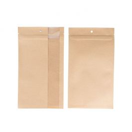 Sachet ZIP en kraft avec fenêtre verticale 12.7x20.8 cm (100 pièces) [HZBV6K]