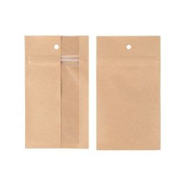 Sachet ZIP en kraft avec fenêtre verticale 7.6x11.4 cm (100 pièces) [HZBV3K]