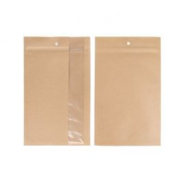 Sachet ZIP en kraft avec fenêtre verticale 15.2x23.5 cm (100 pièces) [HZBV7K]