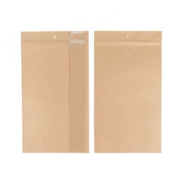 Sachet kraft avec ZIP et fenêtre verticale 17.8x30.5 cm (100 pièces) [HZBV8K]