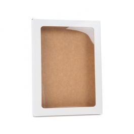 Boîte à fenêtre en papier blanc brillant avec feuille PET insérée 115 x 15 x 150 mm A2 - 25 Pieces