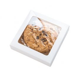 Boîtes-cadeaux Kraft blanc brillant 105x22x105 mm avec fenêtre - 25 pièces