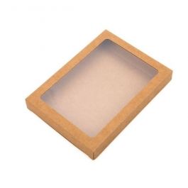 Boite en papier kraft à fenêtre avec feuille PET insérée 125 x 22 x 168 mm - 25 Pièces