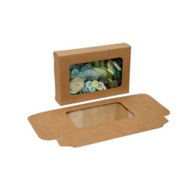 Boite en papier kraft à fenêtre avec feuille PET insérée 70x21x103 mm - 25 Pièces