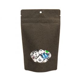 Doypack en papier kraft noir avec fenêtre ovale 130x80x205 mm Trou Suspension Rond ( 113 g) - 100 pièces